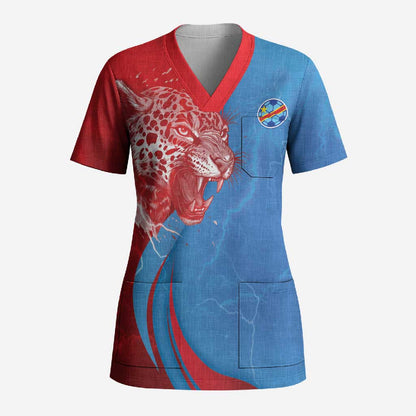 Custom Football 2026 DR Congo Leopards Scrub Top Lightning Style