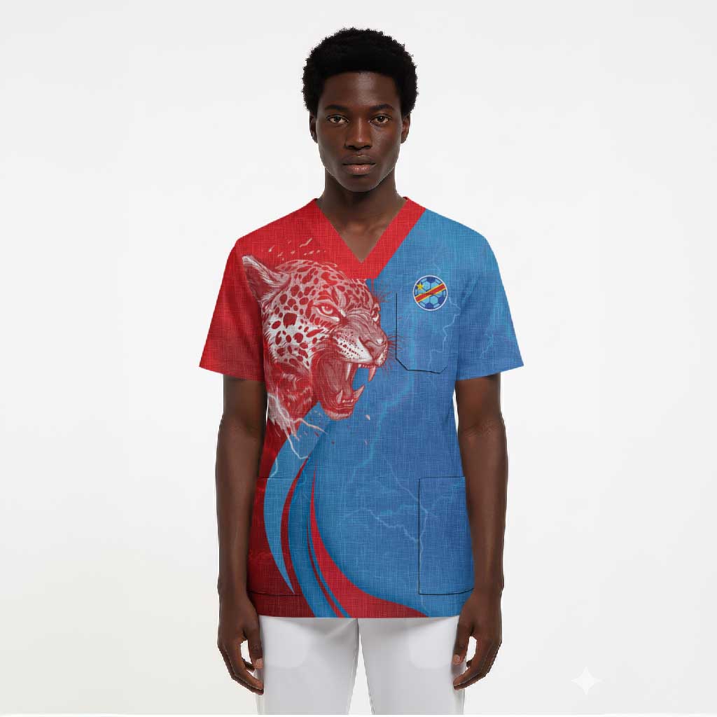 Custom Football 2026 DR Congo Leopards Scrub Top Lightning Style