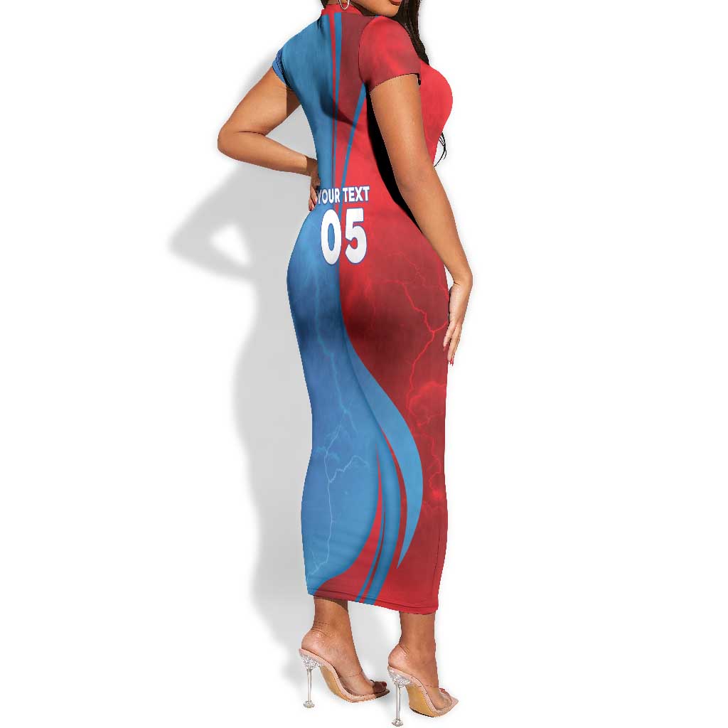 Custom Football 2026 DR Congo Leopards Short Sleeve Bodycon Dress Lightning Style