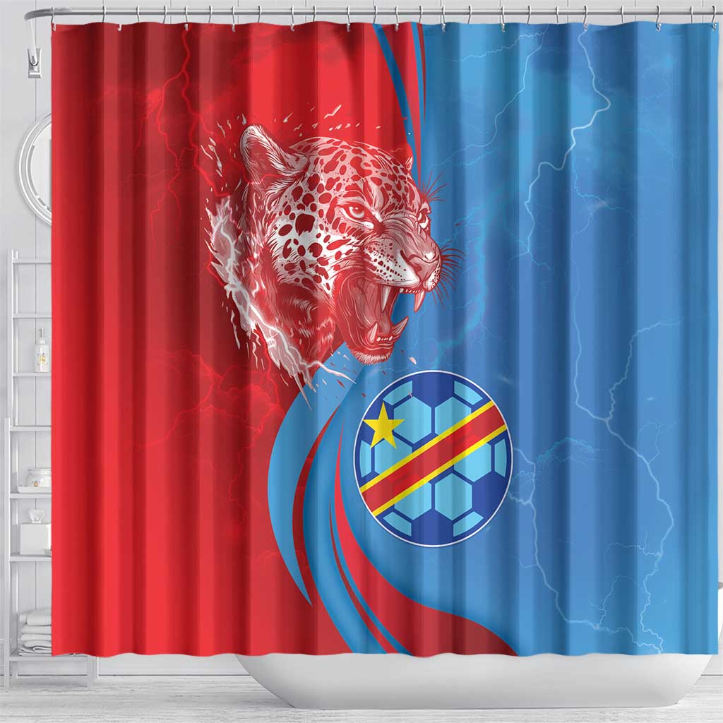Football 2026 DR Congo Leopards Shower Curtain Lightning Style