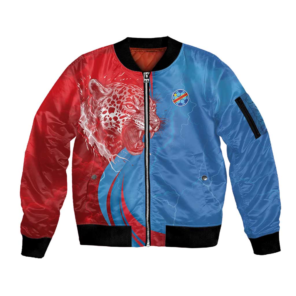 Custom Football 2026 DR Congo Leopards Sleeve Zip Bomber Jacket Lightning Style