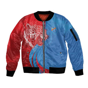 Custom Football 2026 DR Congo Leopards Sleeve Zip Bomber Jacket Lightning Style