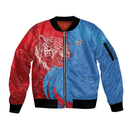 Custom Football 2026 DR Congo Leopards Sleeve Zip Bomber Jacket Lightning Style