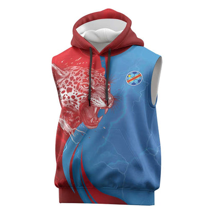 Custom Football 2026 DR Congo Leopards Sleeveless Hoodie Lightning Style