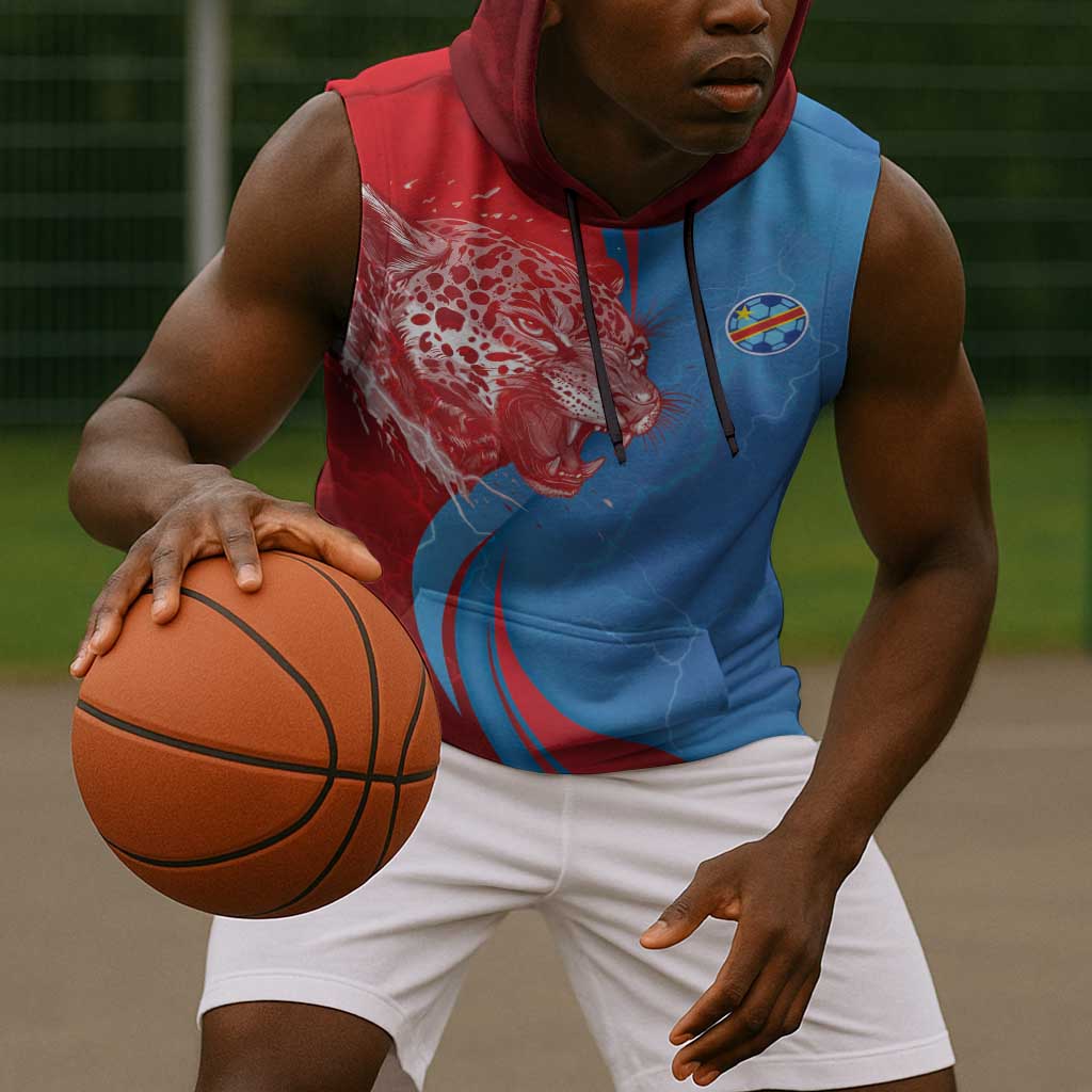 Custom Football 2026 DR Congo Leopards Sleeveless Hoodie Lightning Style