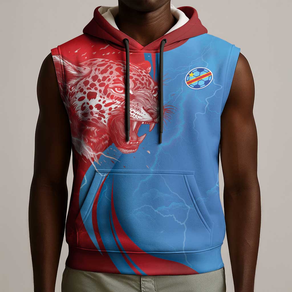 Custom Football 2026 DR Congo Leopards Sleeveless Hoodie Lightning Style