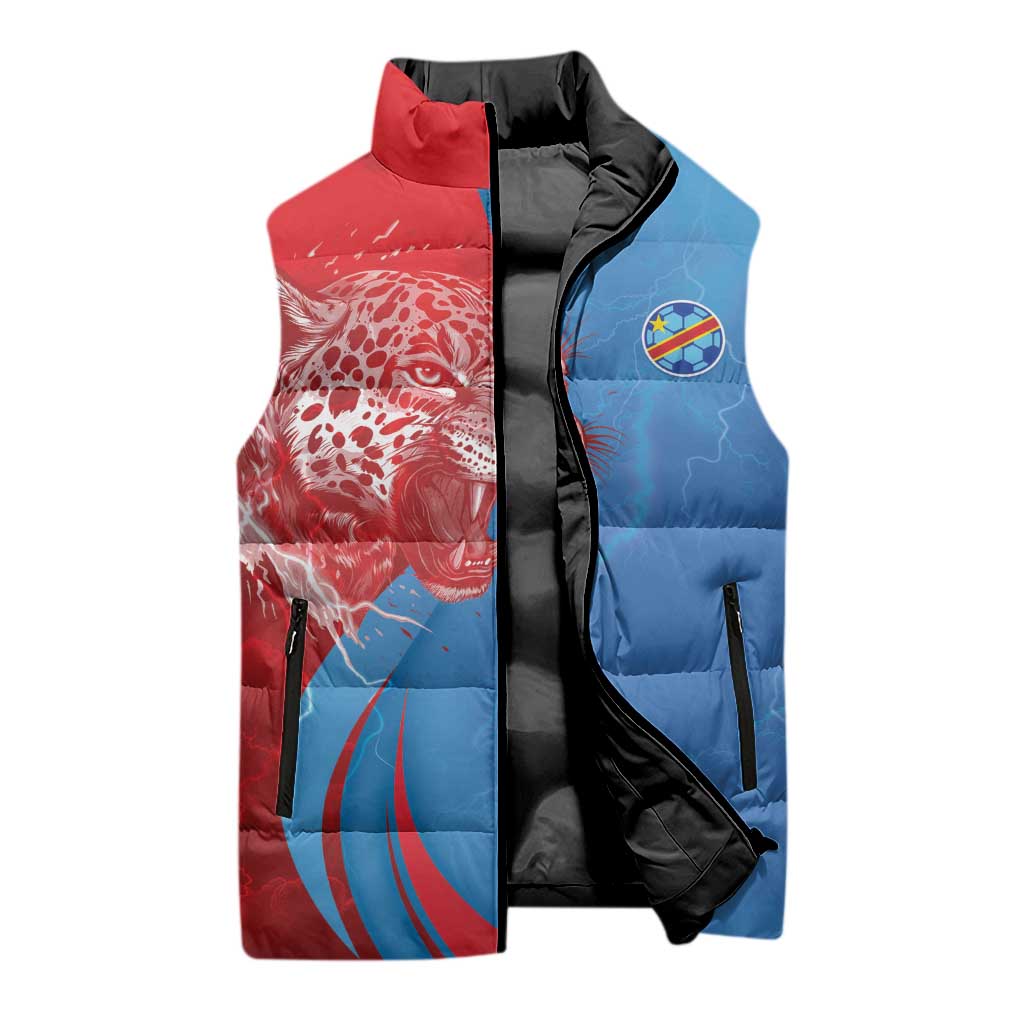 Custom Football 2026 DR Congo Leopards Sleeveless Puffer Jacket Lightning Style