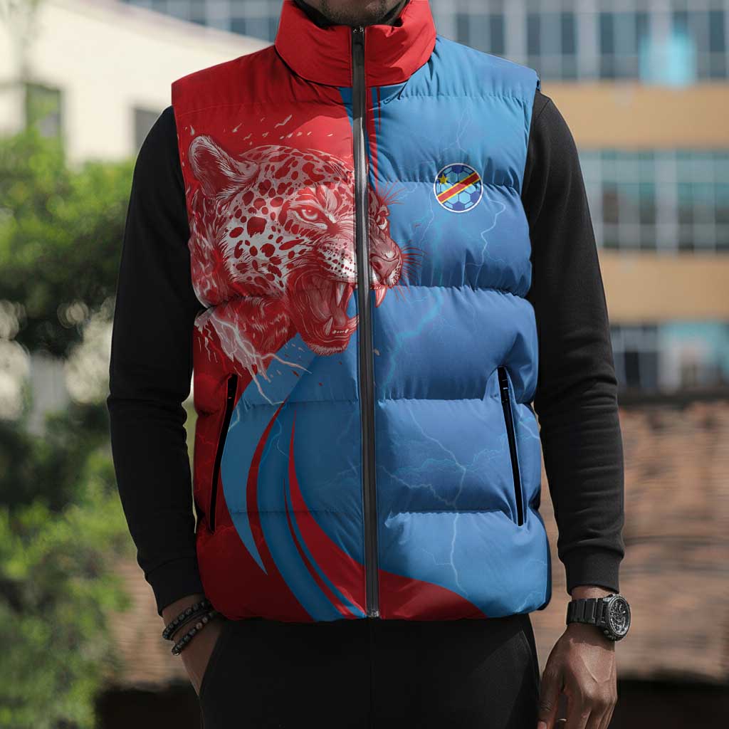 Custom Football 2026 DR Congo Leopards Sleeveless Puffer Jacket Lightning Style