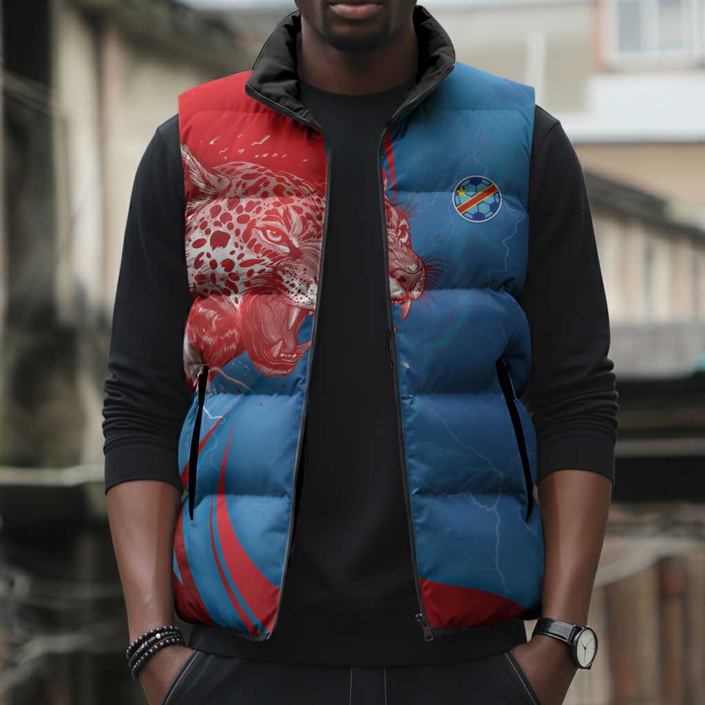 Custom Football 2026 DR Congo Leopards Sleeveless Puffer Jacket Lightning Style