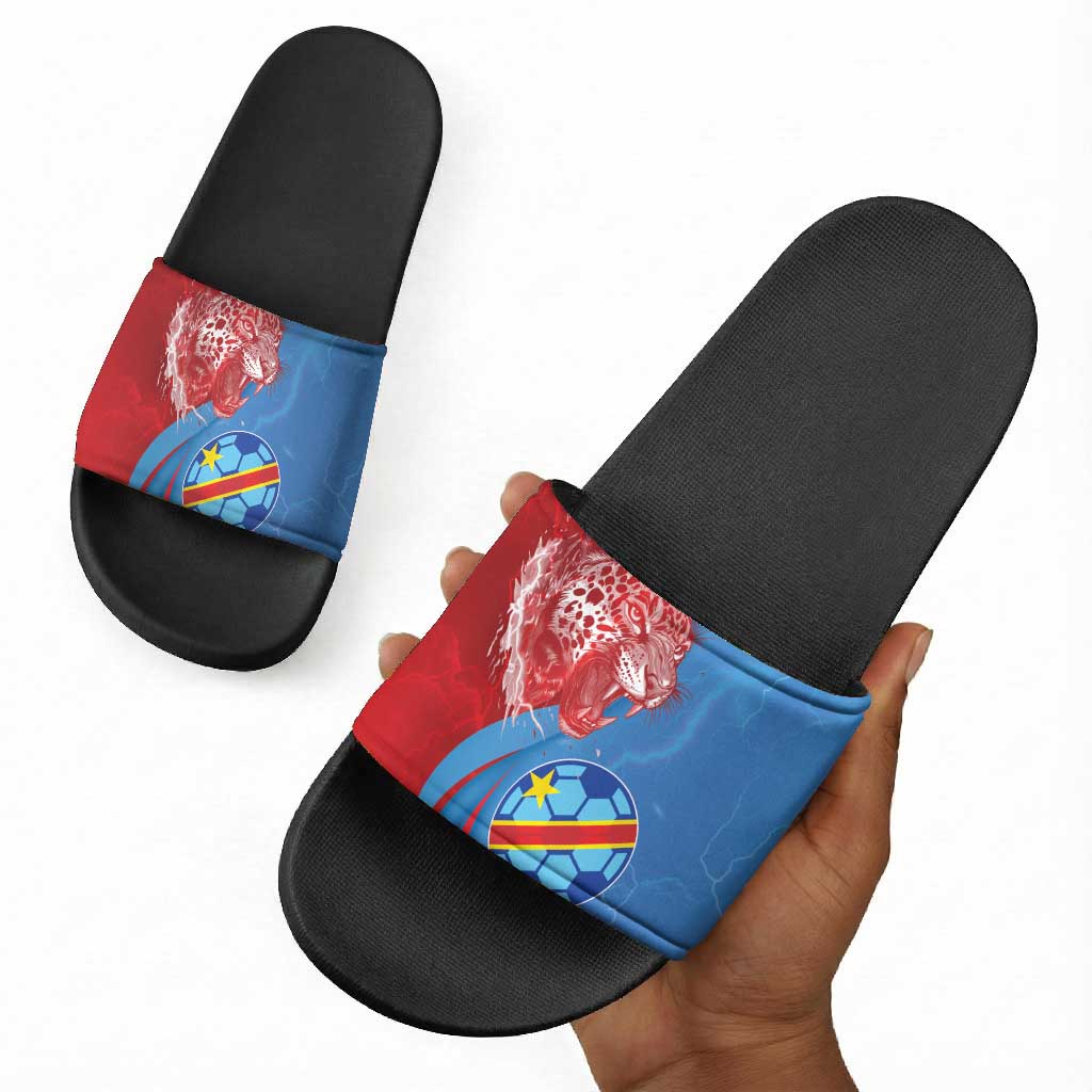 Football 2026 DR Congo Leopards Slide Sandals Lightning Style