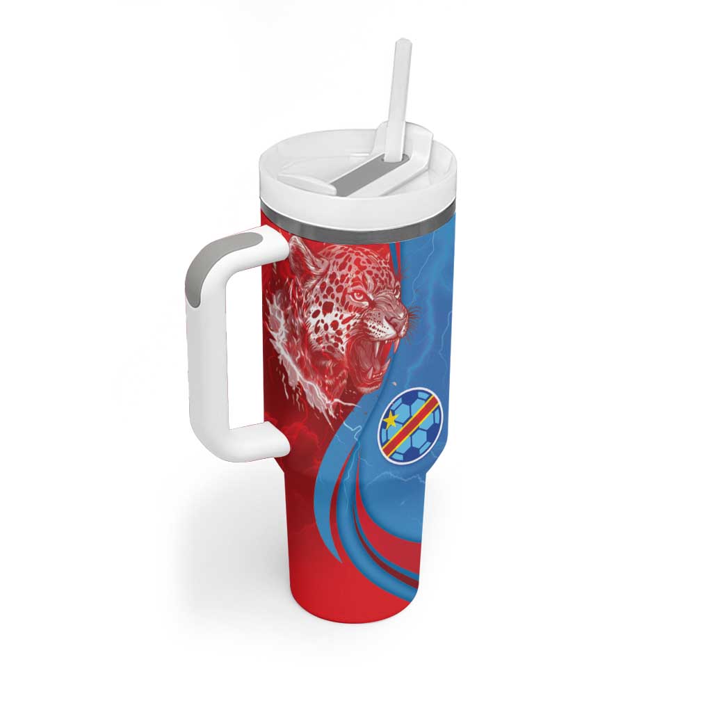 Custom Football 2026 DR Congo Leopards Tumbler With Handle Lightning Style