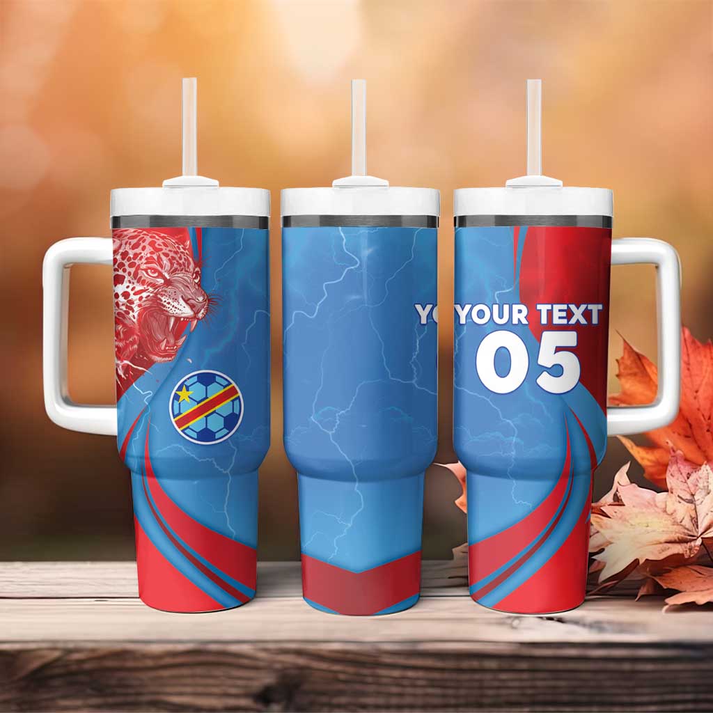 Custom Football 2026 DR Congo Leopards Tumbler With Handle Lightning Style
