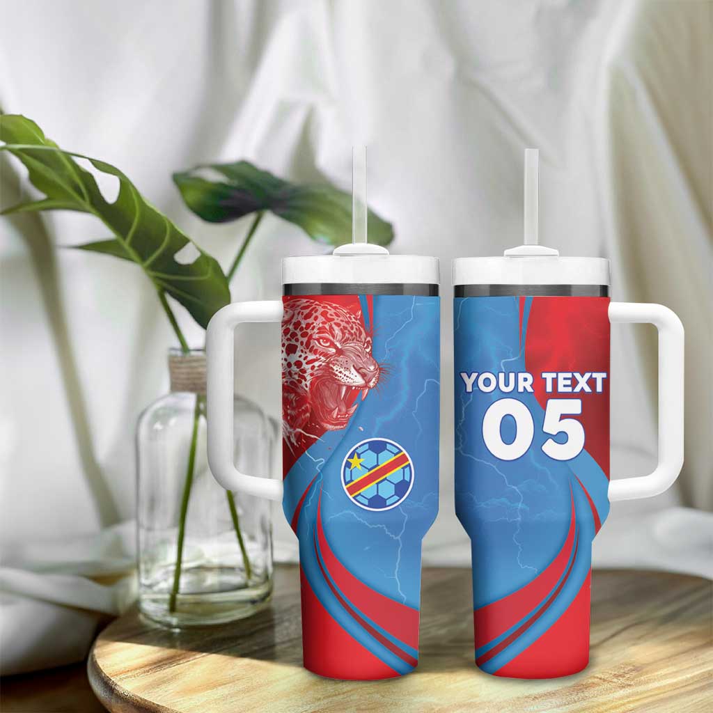 Custom Football 2026 DR Congo Leopards Tumbler With Handle Lightning Style