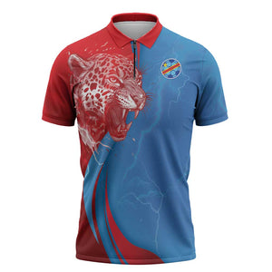 Custom Football 2026 DR Congo Leopards Zipper Polo Shirt Lightning Style