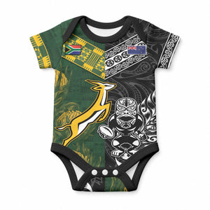 Custom Rugby New Zealand South Africa Baby Onesie Maori Tiki Springboks Together