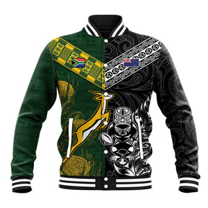 Custom Rugby New Zealand South Africa Baseball Jacket Maori Tiki Springboks Together