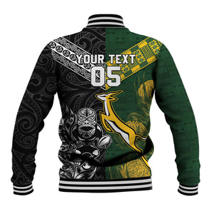 Custom Rugby New Zealand South Africa Baseball Jacket Maori Tiki Springboks Together