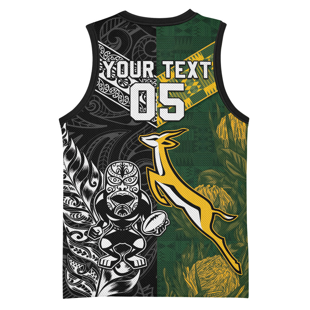 Custom Rugby New Zealand South Africa Basketball Jersey Maori Tiki Springboks Together