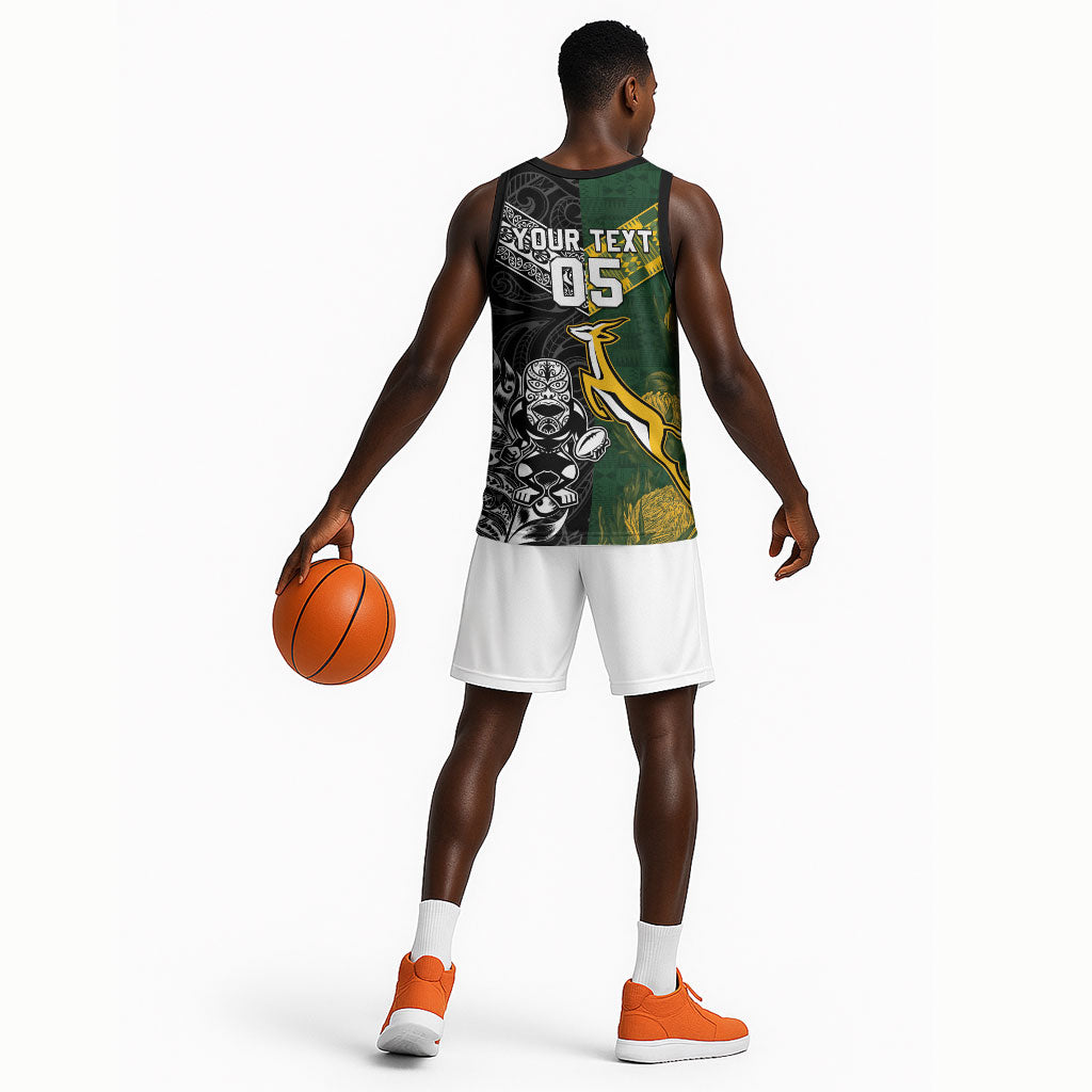 Custom Rugby New Zealand South Africa Basketball Jersey Maori Tiki Springboks Together