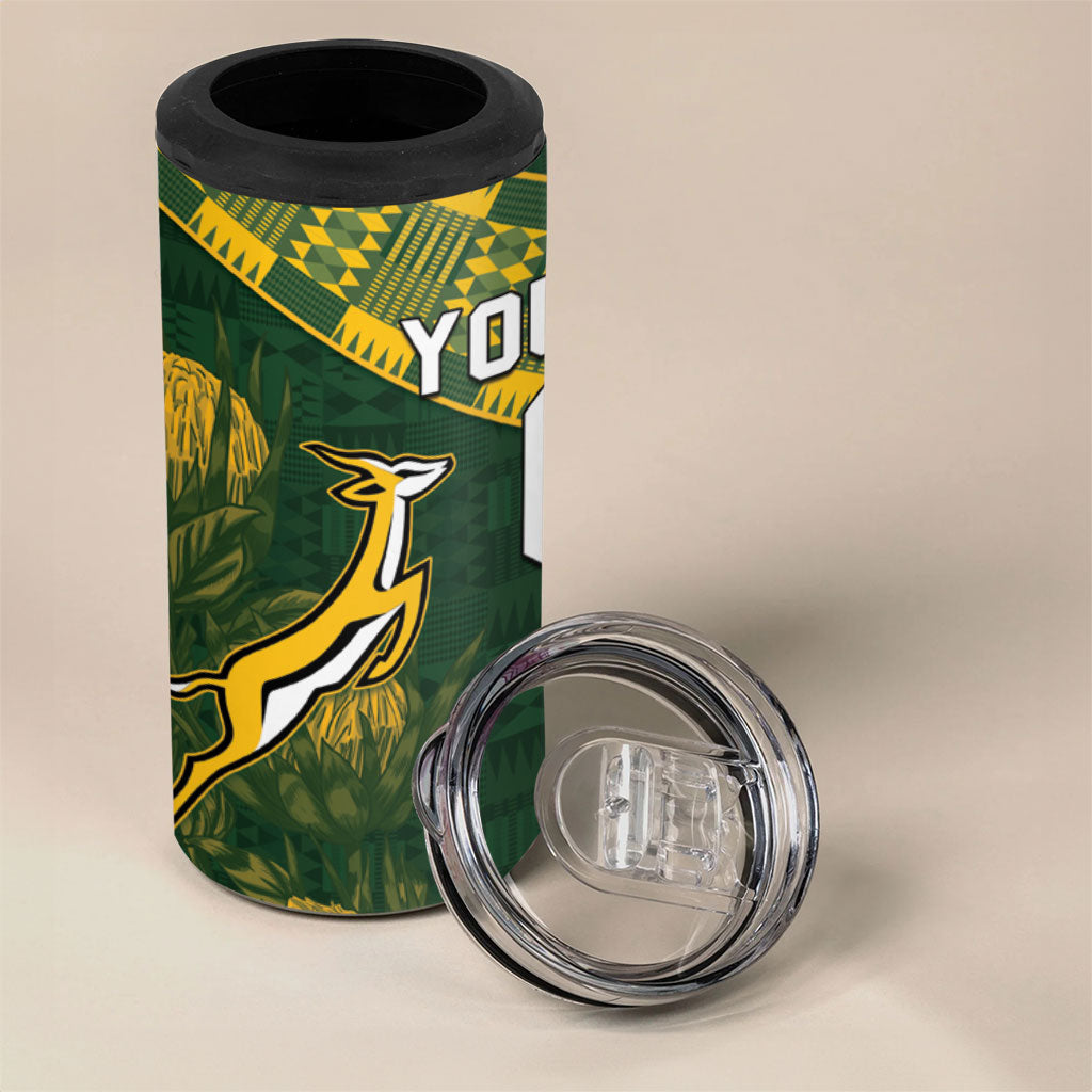 Custom Rugby New Zealand South Africa 4 in 1 Can Cooler Tumbler Maori Tiki Springboks Together