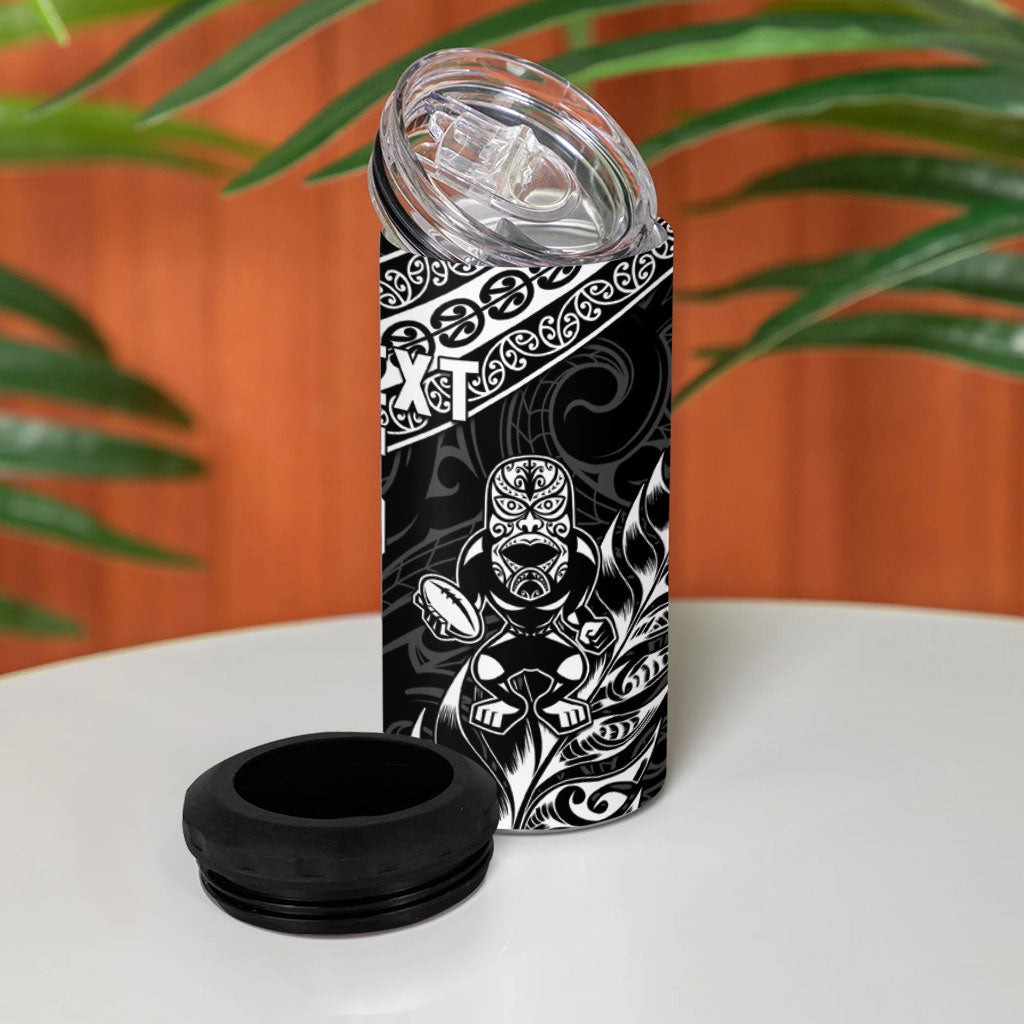 Custom Rugby New Zealand South Africa 4 in 1 Can Cooler Tumbler Maori Tiki Springboks Together