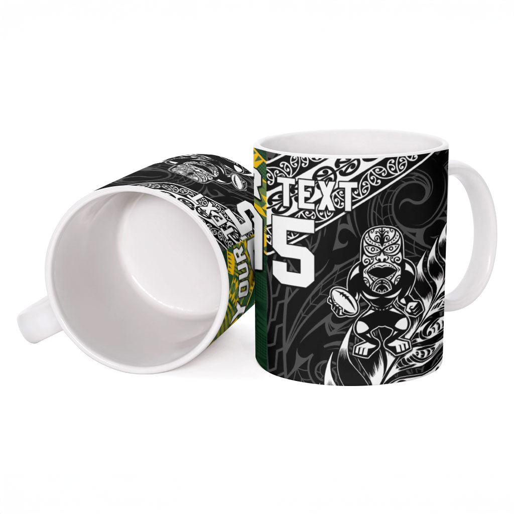 Custom Rugby New Zealand South Africa Ceramic Mug Maori Tiki Springboks Together