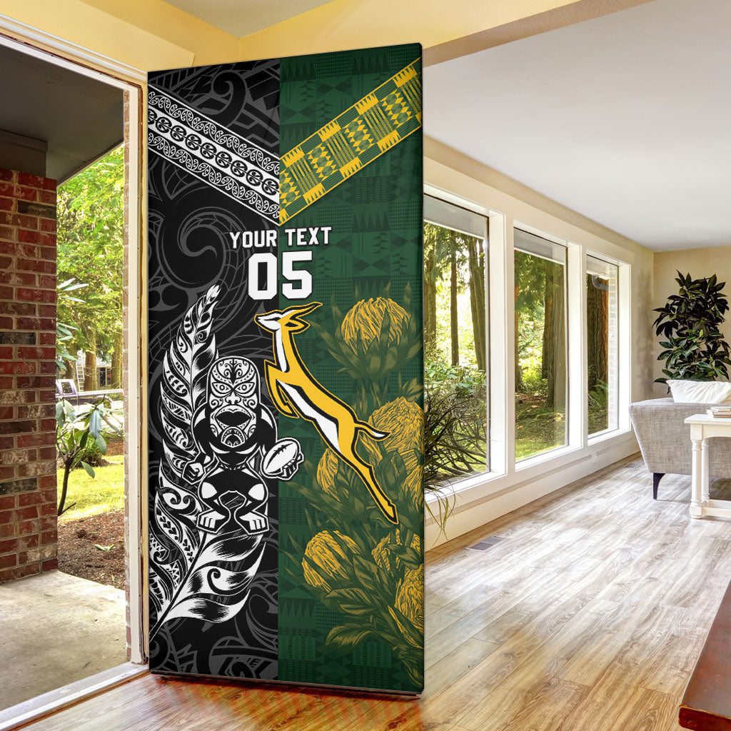 Custom Rugby New Zealand South Africa Door Cover Maori Tiki Springboks Together