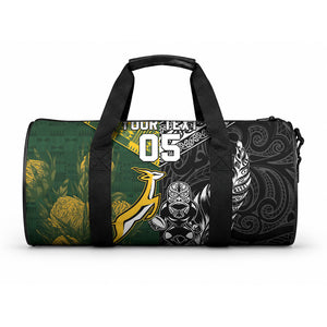 Custom Rugby New Zealand South Africa Duffle Bag Maori Tiki Springboks Together