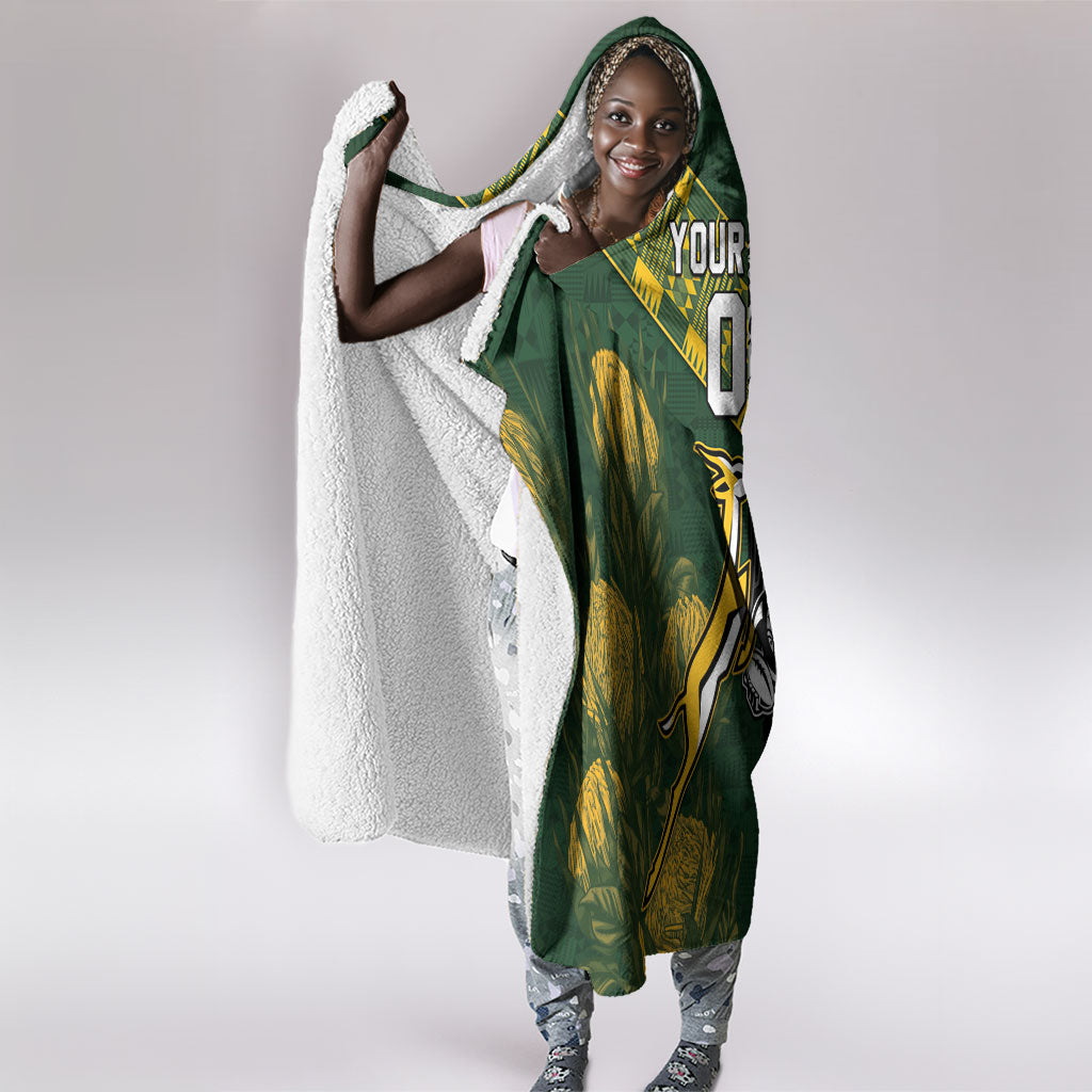 Custom Rugby New Zealand South Africa Hooded Blanket Maori Tiki Springboks Together