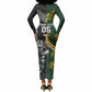 Custom Rugby New Zealand South Africa Long Sleeve Bodycon Dress Maori Tiki Springboks Together