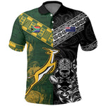 Custom Rugby New Zealand South Africa Polo Shirt Maori Tiki Springboks Together