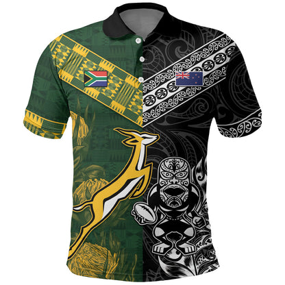 Custom Rugby New Zealand South Africa Polo Shirt Maori Tiki Springboks Together