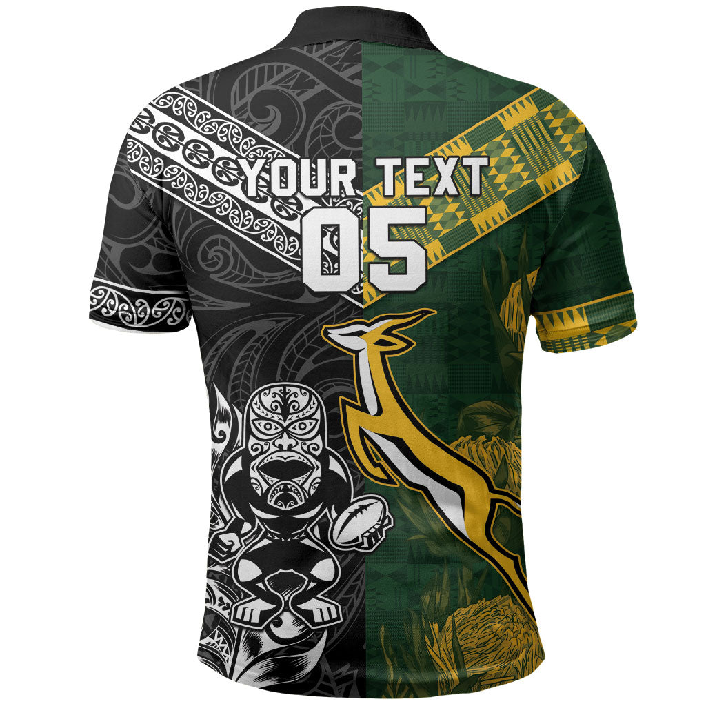 Custom Rugby New Zealand South Africa Polo Shirt Maori Tiki Springboks Together