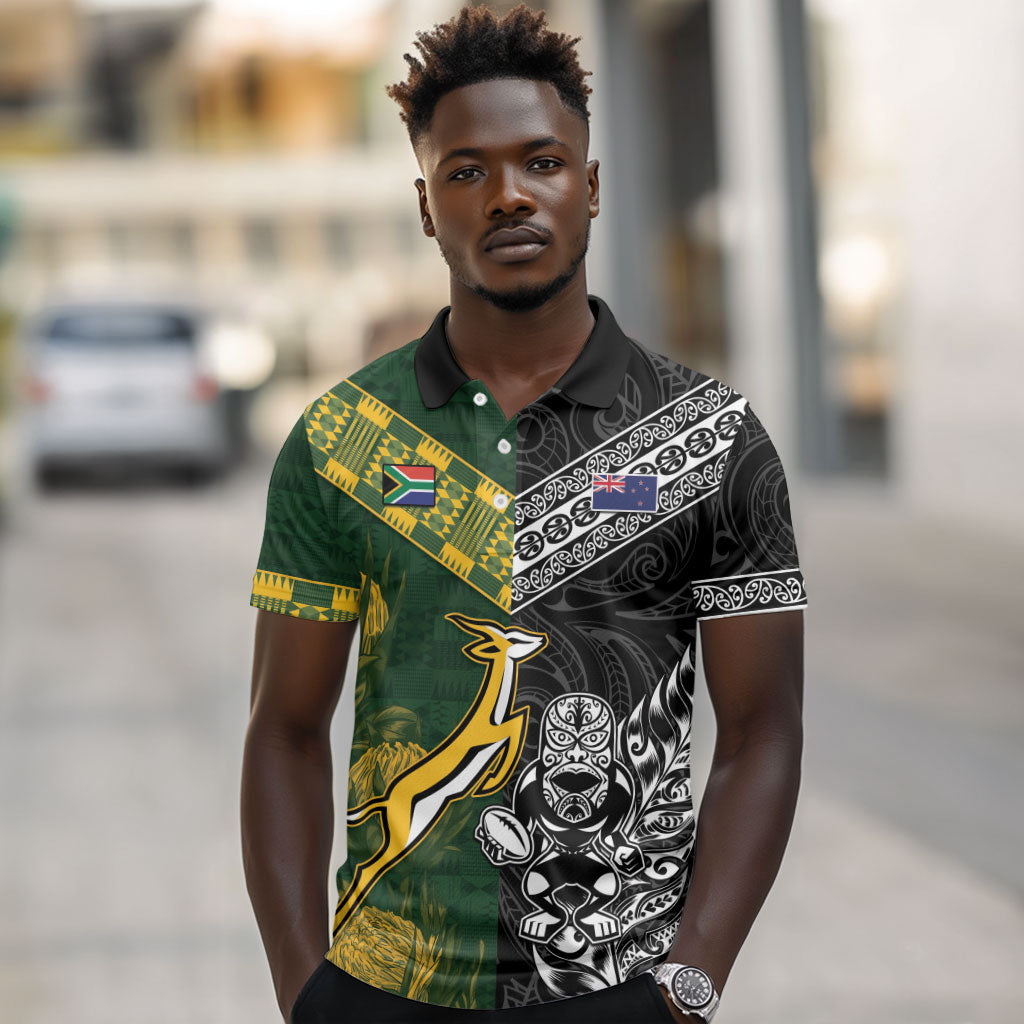 Custom Rugby New Zealand South Africa Polo Shirt Maori Tiki Springboks Together