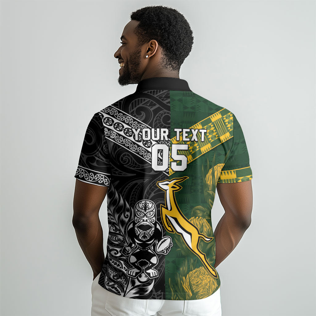 Custom Rugby New Zealand South Africa Polo Shirt Maori Tiki Springboks Together