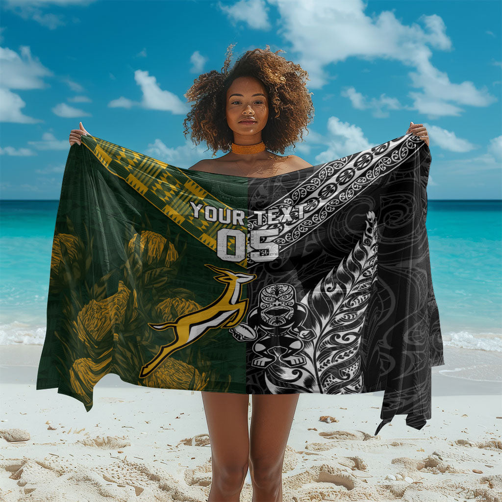 Custom Rugby New Zealand South Africa Sarong Maori Tiki Springboks Together