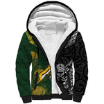 Custom Rugby New Zealand South Africa Sherpa Hoodie Maori Tiki Springboks Together