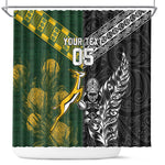 Custom Rugby New Zealand South Africa Shower Curtain Maori Tiki Springboks Together