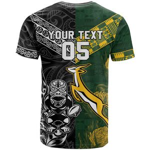 Custom Rugby New Zealand South Africa T shirt Maori Tiki Springboks Together