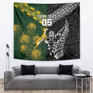 Custom Rugby New Zealand South Africa Tapestry Maori Tiki Springboks Together