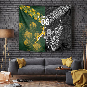 Custom Rugby New Zealand South Africa Tapestry Maori Tiki Springboks Together