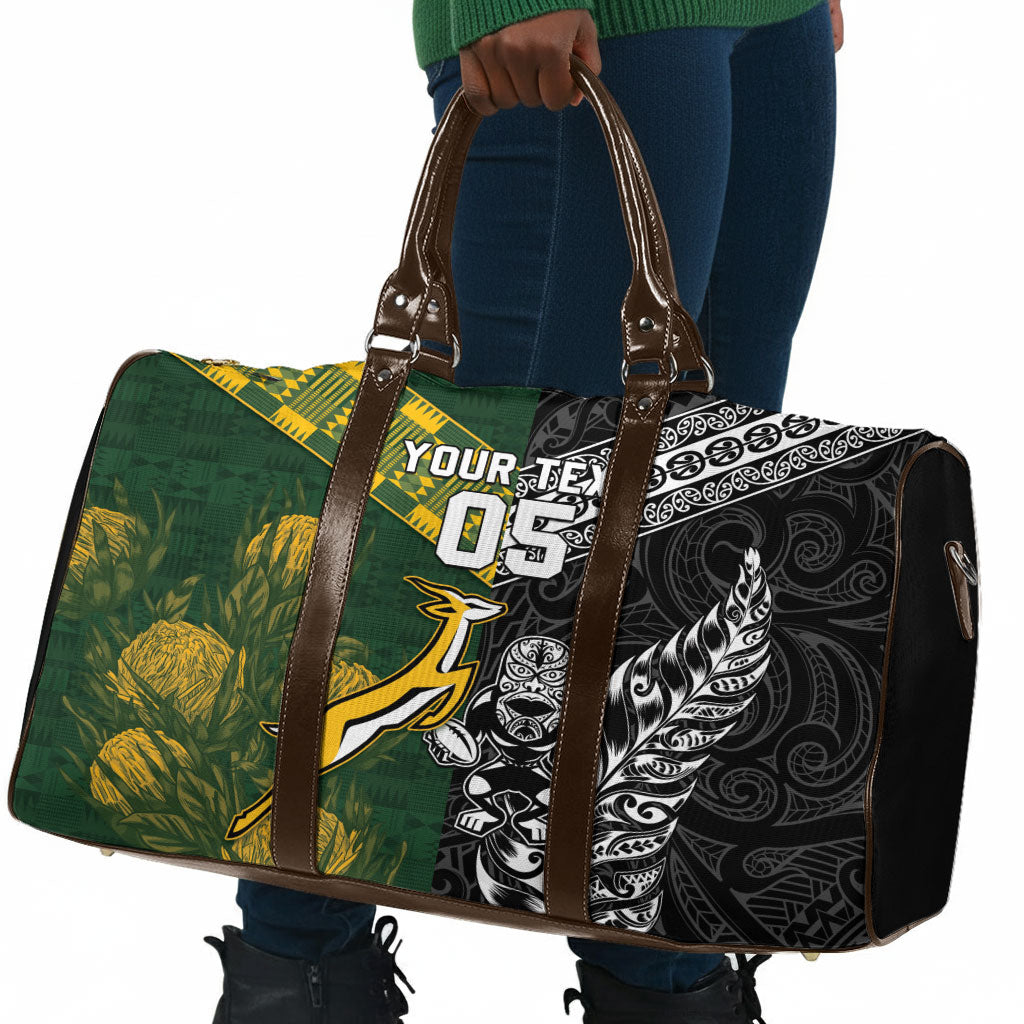 Custom Rugby New Zealand South Africa Travel Bag Maori Tiki Springboks Together