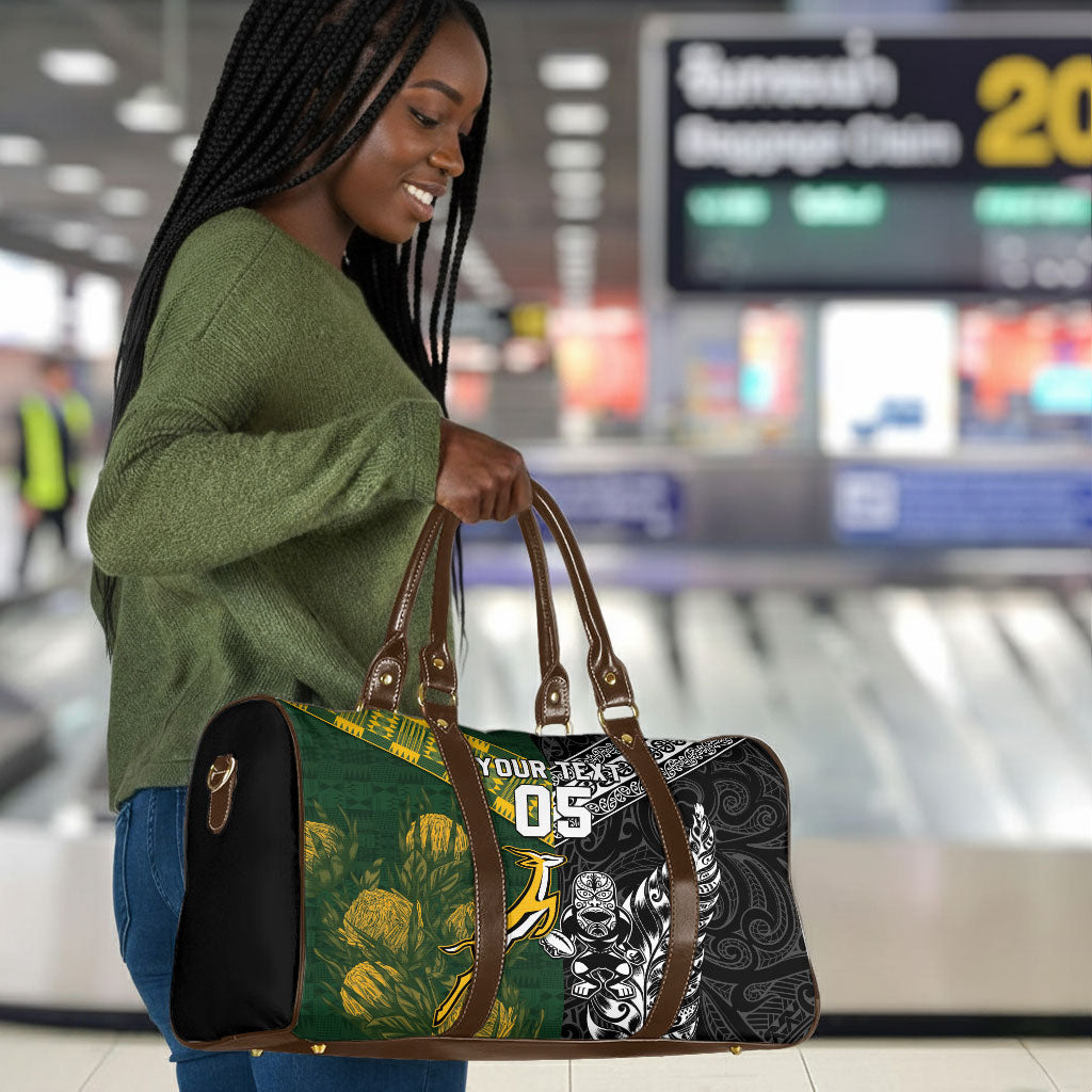 Custom Rugby New Zealand South Africa Travel Bag Maori Tiki Springboks Together