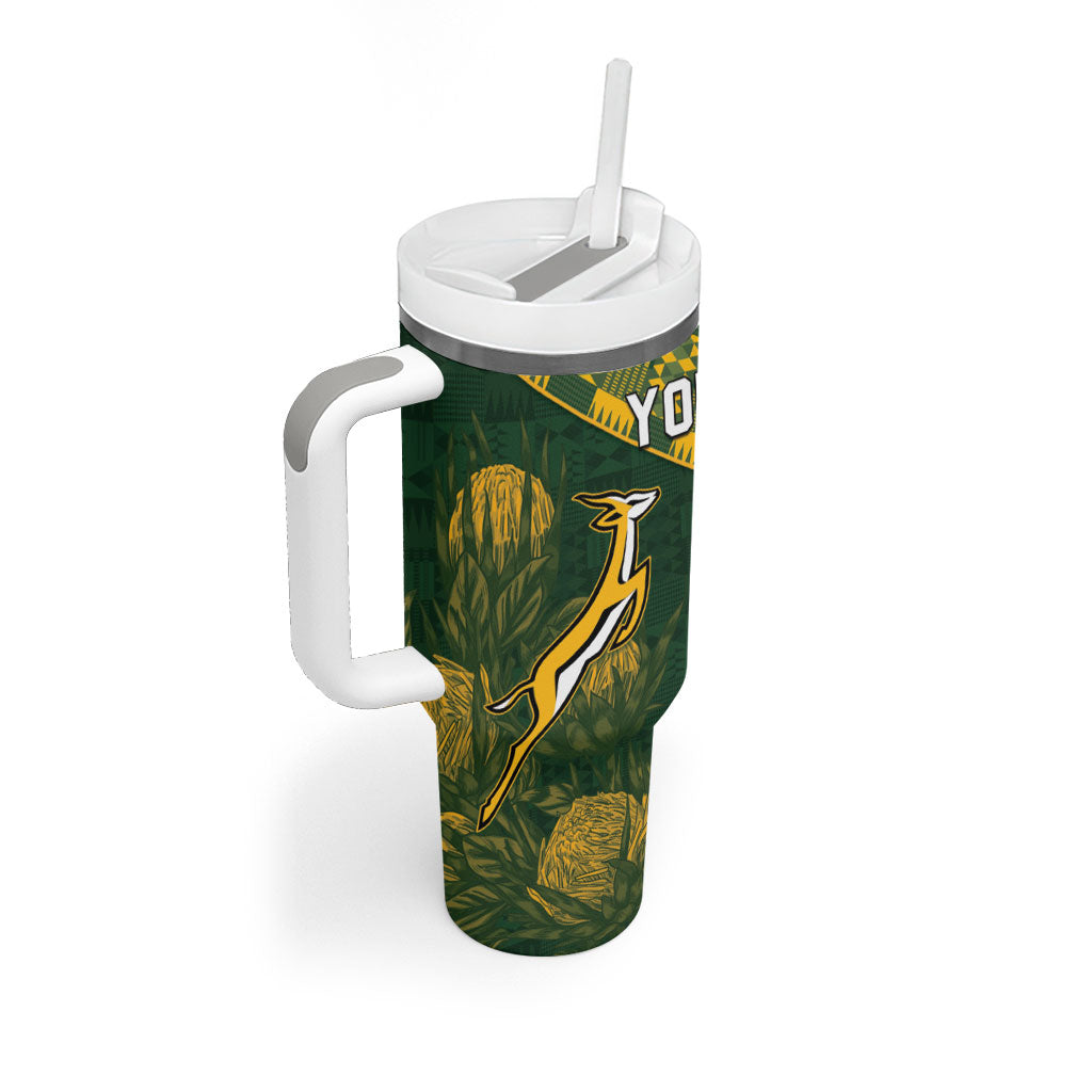 Custom Rugby New Zealand South Africa Tumbler With Handle Maori Tiki Springboks Together