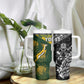 Custom Rugby New Zealand South Africa Tumbler With Handle Maori Tiki Springboks Together