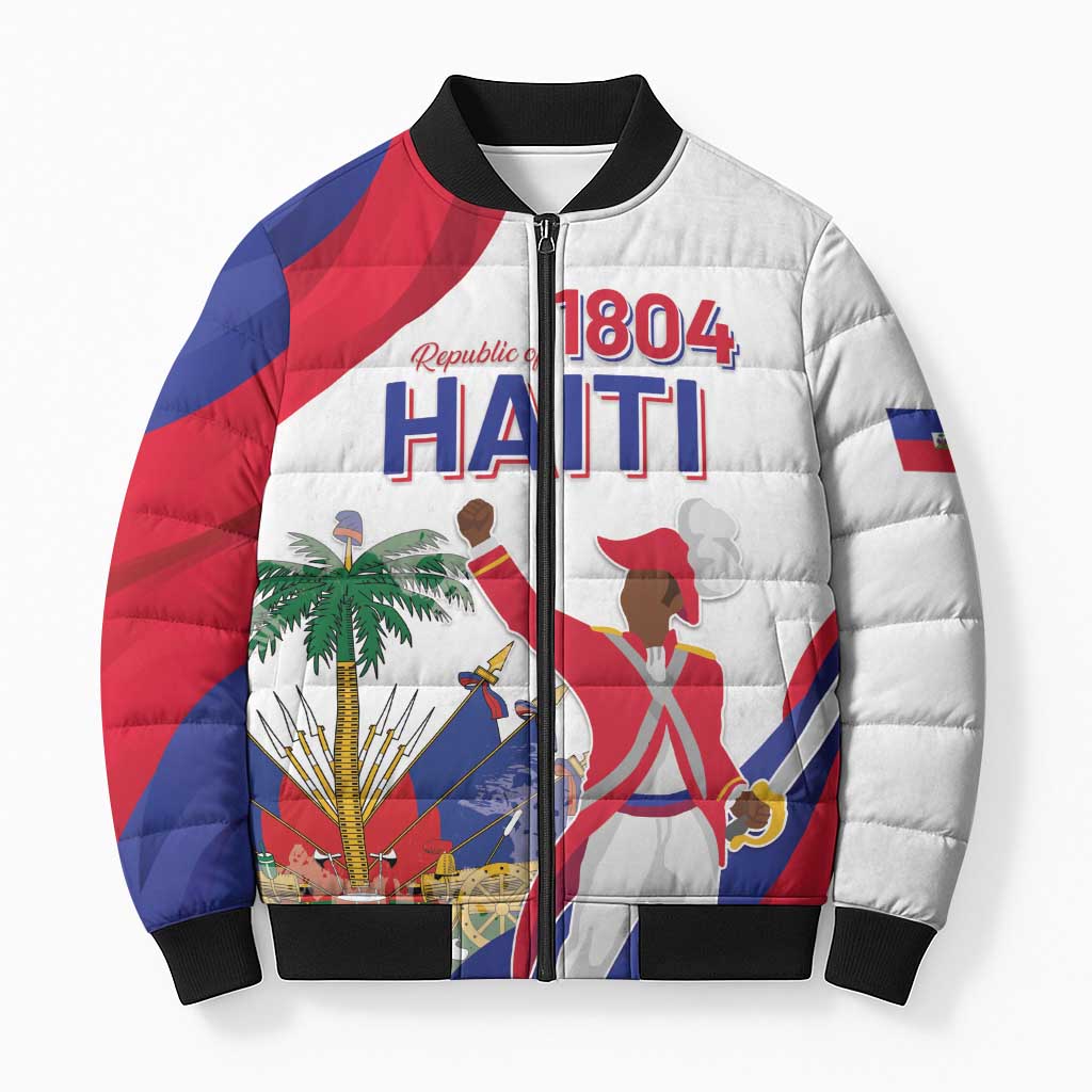Personalised Haiti 222nd Anniversary Independence Day Bomber Puffer Jacket