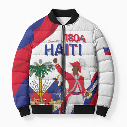 Personalised Haiti 222nd Anniversary Independence Day Bomber Puffer Jacket