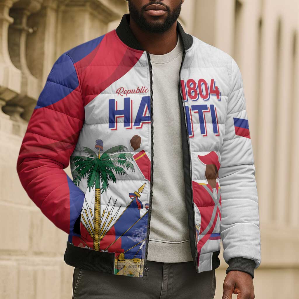 Personalised Haiti 222nd Anniversary Independence Day Bomber Puffer Jacket