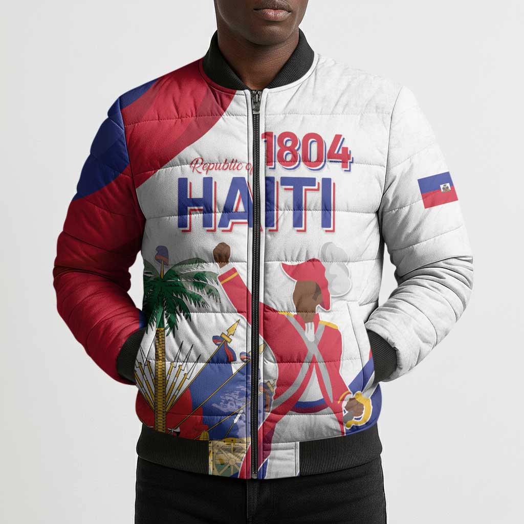 Personalised Haiti 222nd Anniversary Independence Day Bomber Puffer Jacket