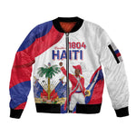 Personalised Haiti 222nd Anniversary Independence Day Sleeve Zip Bomber Jacket - African Pride